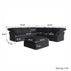 Canapés d'angle sectionnels rembourrés 6 pièces