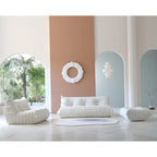 Canapé de sol en velours Teddy, canapé confortable avec soutien dorsal et pouf