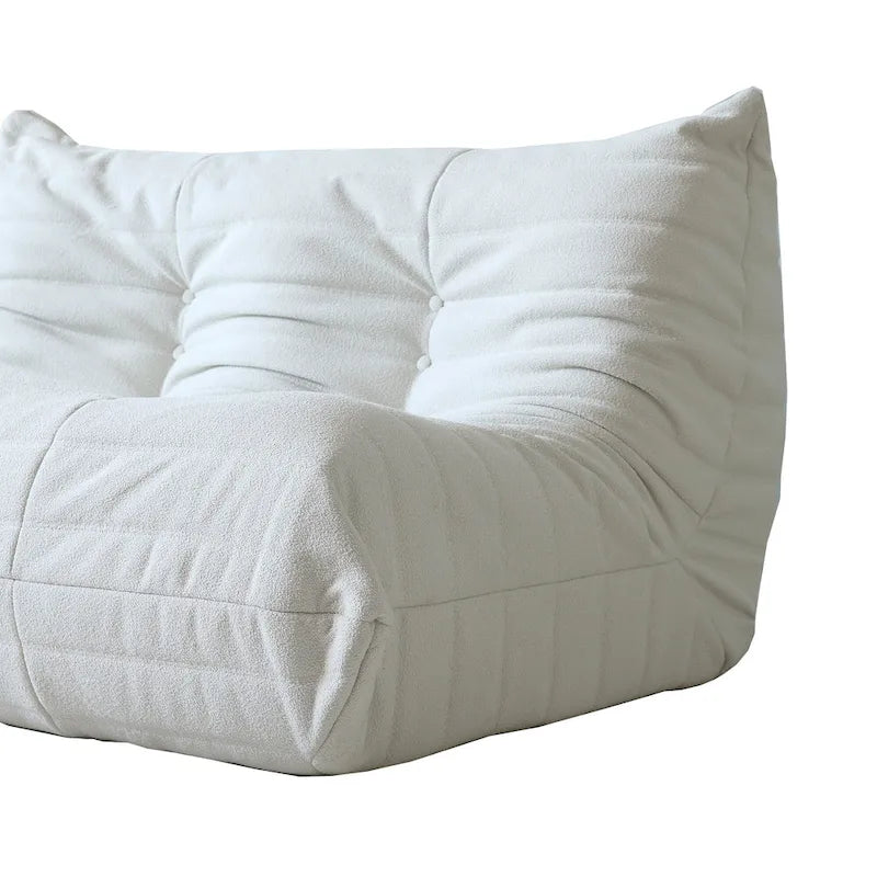 Canapé de sol en velours Teddy, canapé confortable avec soutien dorsal et pouf