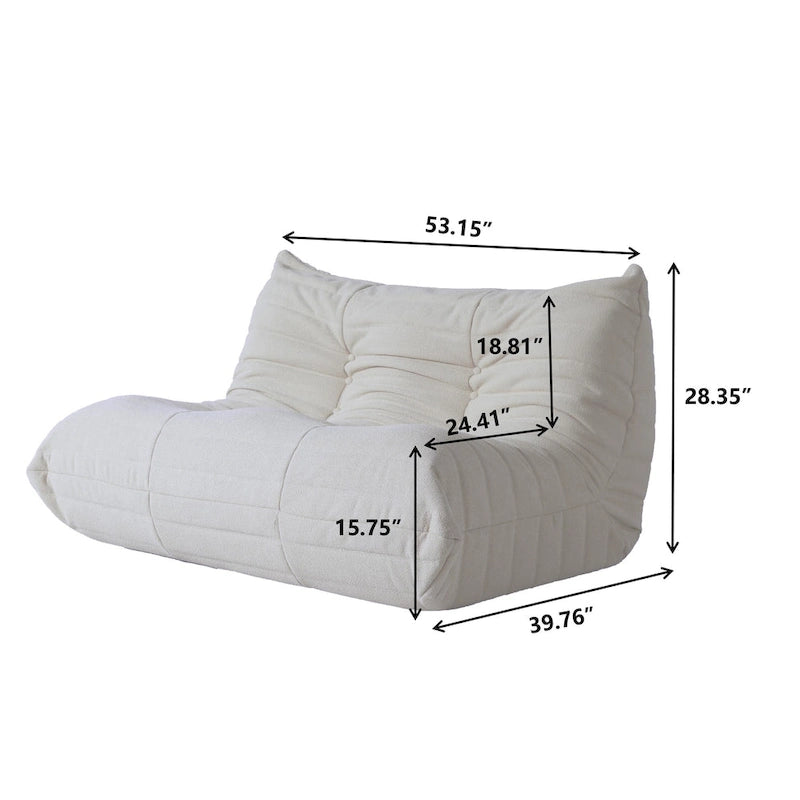 Canapé de sol en velours Teddy, canapé confortable avec soutien dorsal et pouf