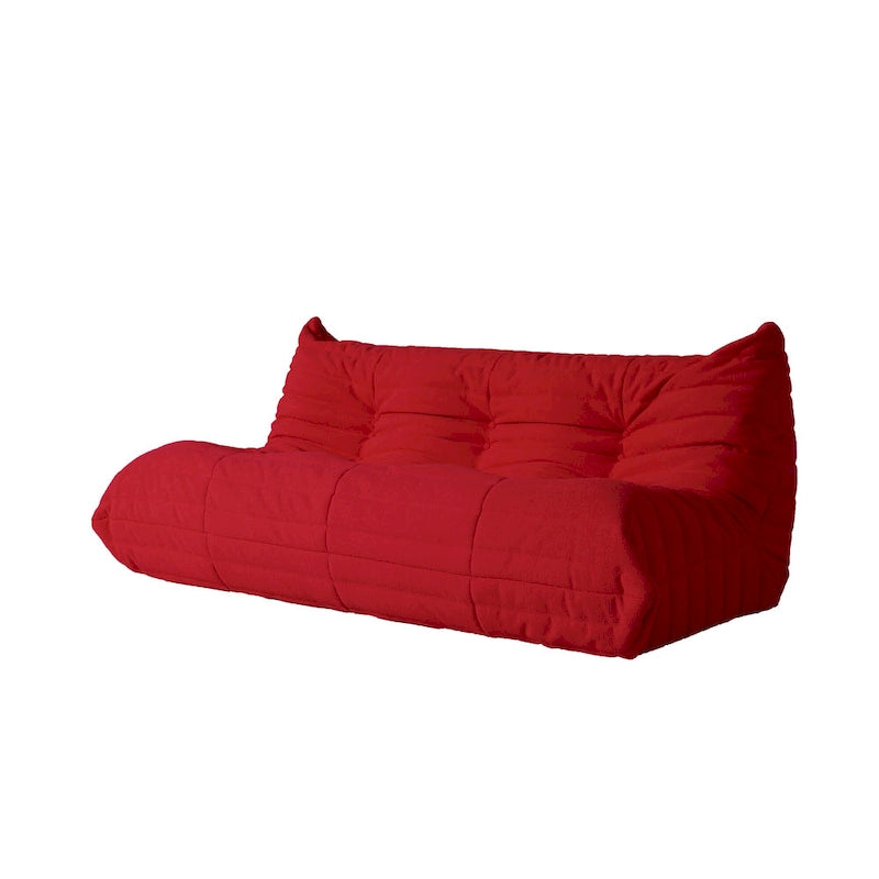 Canapé de sol en velours Teddy, canapé confortable avec soutien dorsal et pouf