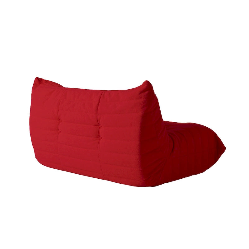 Canapé de sol en velours Teddy, canapé confortable avec soutien dorsal et pouf