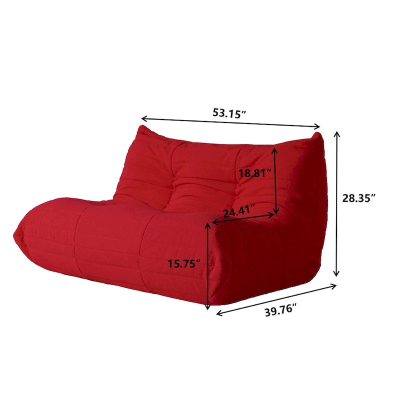 Canapé de sol en velours Teddy, canapé confortable avec soutien dorsal et pouf