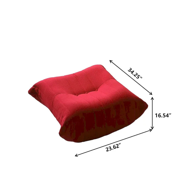 Canapé de sol en velours Teddy, canapé confortable avec soutien dorsal et pouf