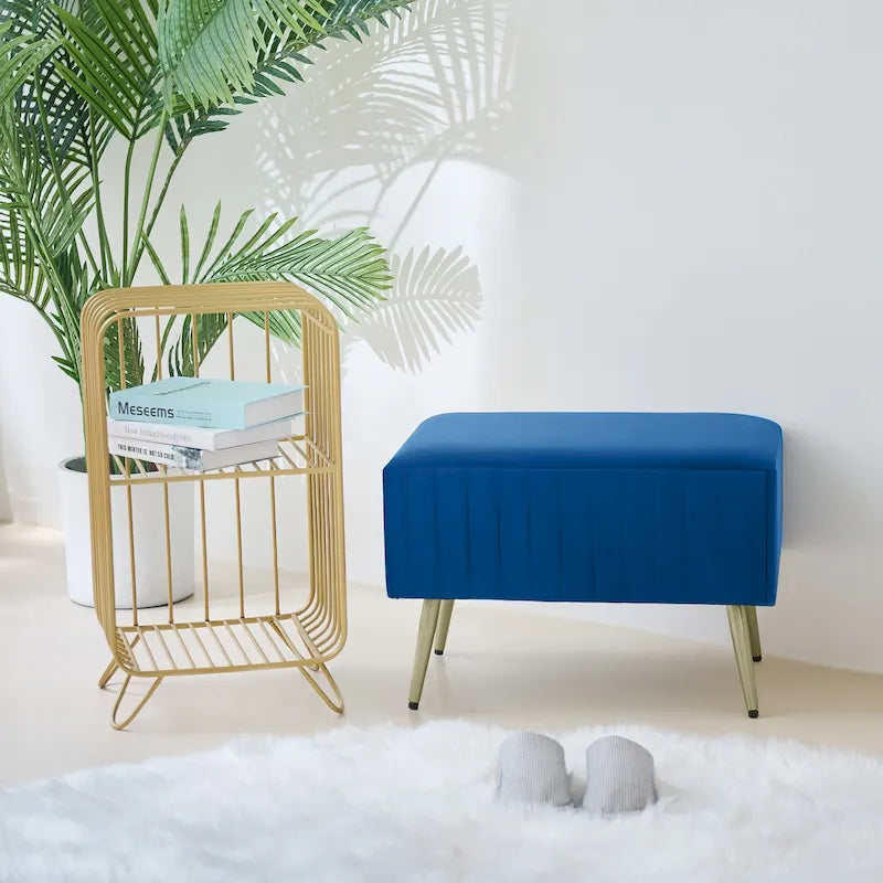 Banc d'entrée moderne capitonné de 24 pouces avec assise rembourrée en velours