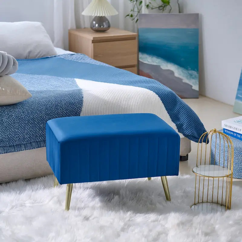 Banc d'entrée moderne capitonné de 24 pouces avec assise rembourrée en velours