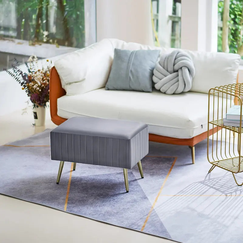 Banc d'entrée moderne capitonné de 24 pouces avec assise rembourrée en velours