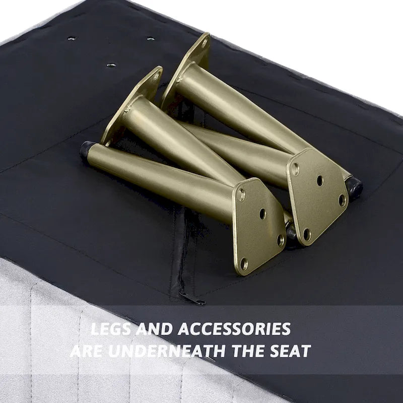 Banc d'entrée moderne capitonné de 24 pouces avec assise rembourrée en velours