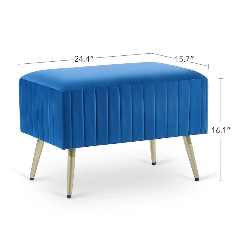 Banc d'entrée moderne capitonné de 24 pouces avec assise rembourrée en velours