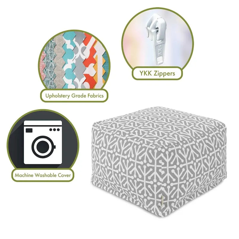 Pouf ottoman Aruba d'intérieur/extérieur Majestic Home Goods, 68,5 cm L x 68,5 cm l x 43 cm H