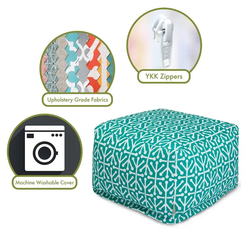 Pouf ottoman Aruba d'intérieur/extérieur Majestic Home Goods, 68,5 cm L x 68,5 cm l x 43 cm H