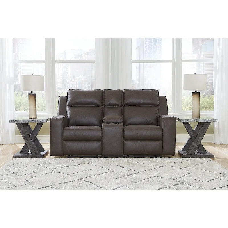 Canapé inclinable deux places avec console, Signature Design by Ashley Lavenhorne - 77 cm (L) x 42 cm (P) x 43 cm (H)