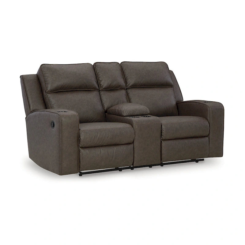 Canapé inclinable deux places avec console, Signature Design by Ashley Lavenhorne - 77 cm (L) x 42 cm (P) x 43 cm (H)