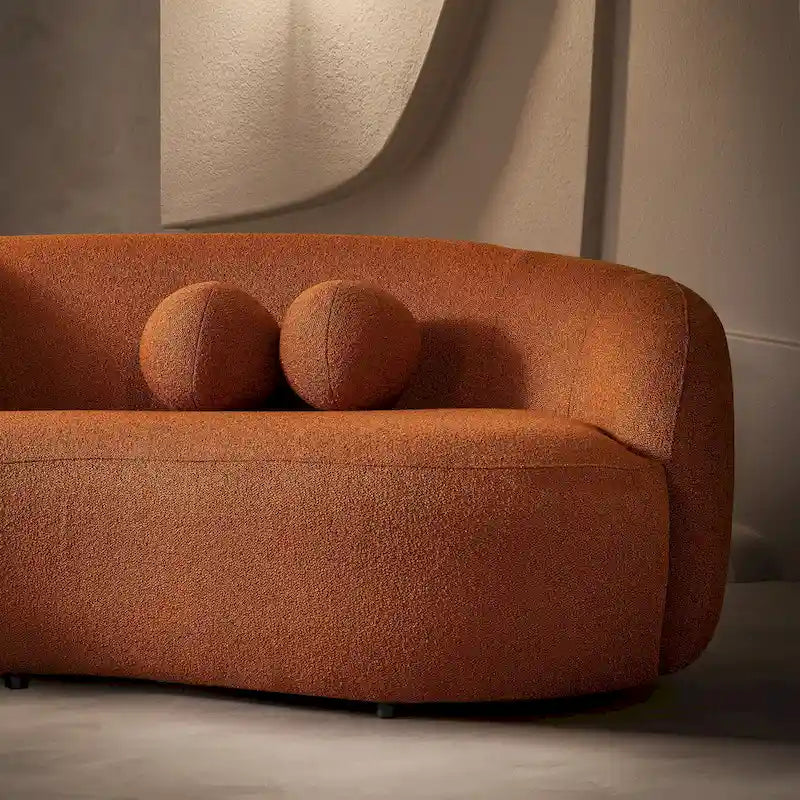 Canapé incurvé de luxe moderne en tissu bouclé de style Blaine Japandi