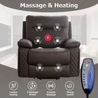 Fauteuil de massage chauffant inclinable électrique moderne en cuir pour personnes âgées