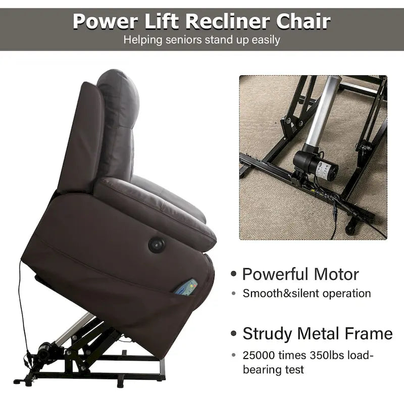 Fauteuil de massage chauffant inclinable électrique moderne en cuir pour personnes âgées