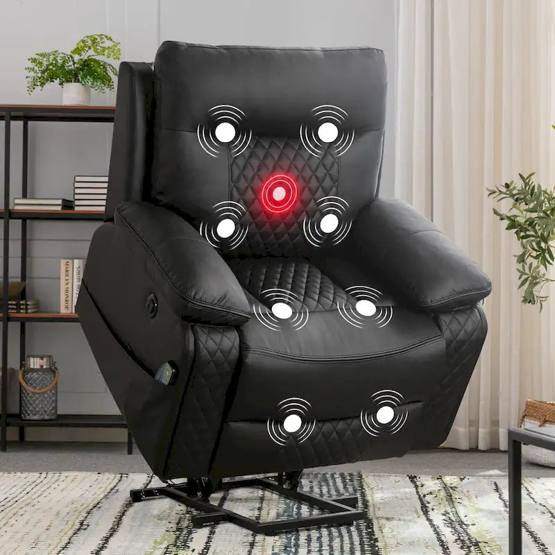 Fauteuil de massage chauffant inclinable électrique moderne en cuir pour personnes âgées