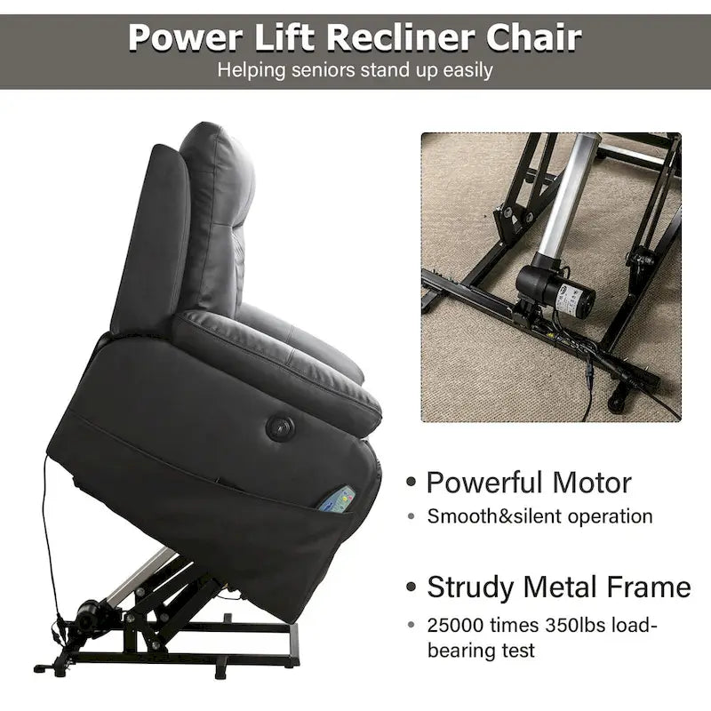 Fauteuil de massage chauffant inclinable électrique moderne en cuir pour personnes âgées
