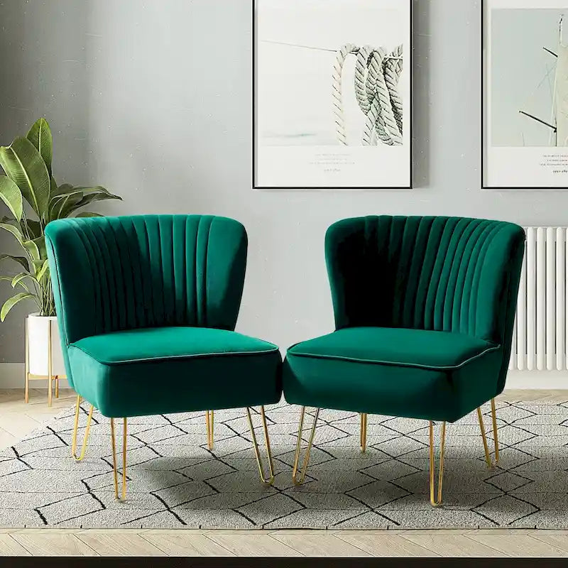 Ensemble de 2 chaises d'appoint rembourrées Barto avec dossier capitonné par HULALA HOME