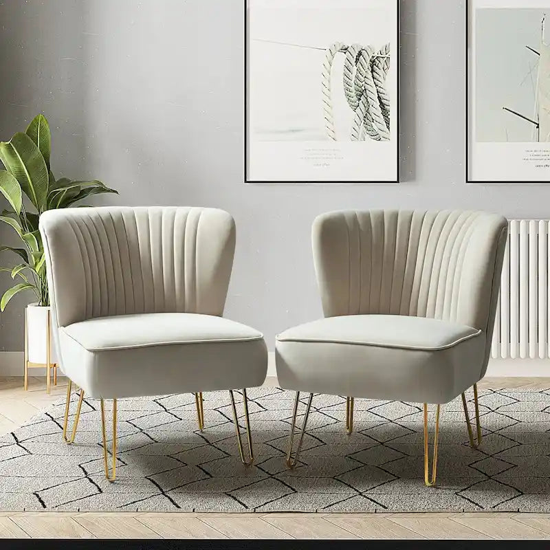 Ensemble de 2 chaises d'appoint rembourrées Barto avec dossier capitonné par HULALA HOME