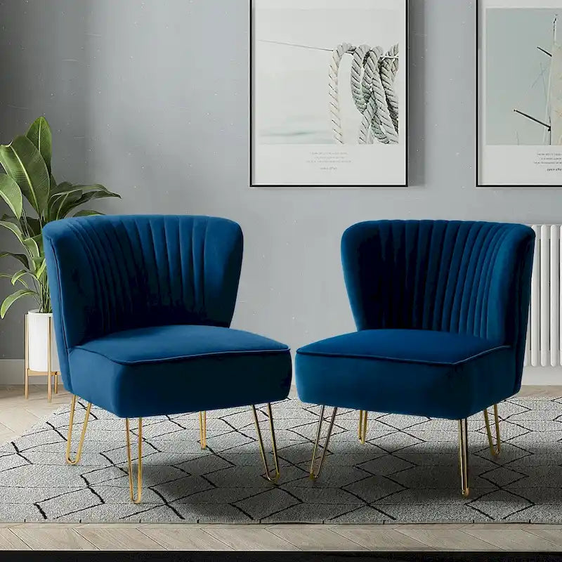 Ensemble de 2 chaises d'appoint rembourrées Barto avec dossier capitonné par HULALA HOME