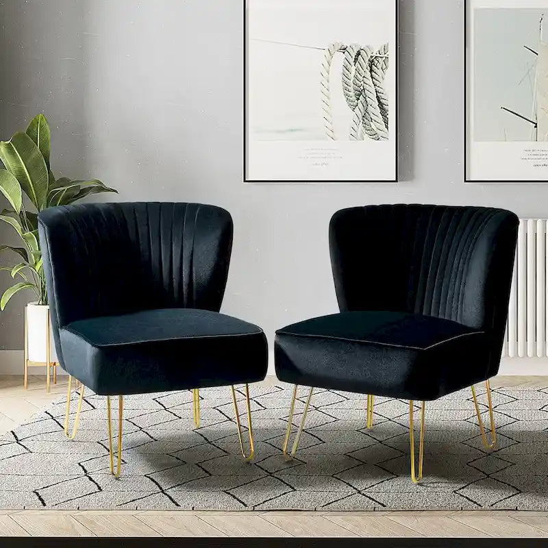 Ensemble de 2 chaises d'appoint rembourrées Barto avec dossier capitonné par HULALA HOME