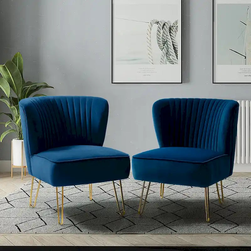 Ensemble de 2 chaises d'appoint rembourrées Barto avec dossier capitonné par HULALA HOME