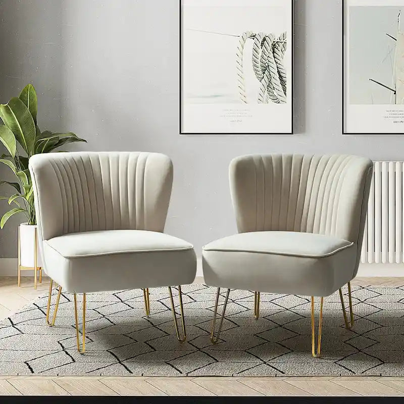 Ensemble de 2 chaises d'appoint rembourrées Barto avec dossier capitonné par HULALA HOME