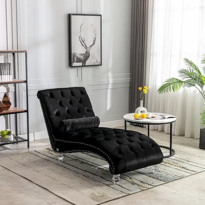 Chaise longue capitonnée en velours, fauteuil d'appoint pour salon