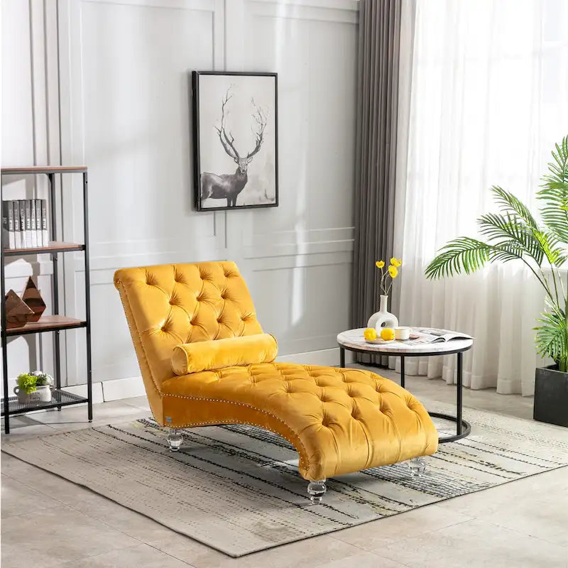 Chaise longue capitonnée en velours, fauteuil d'appoint pour salon