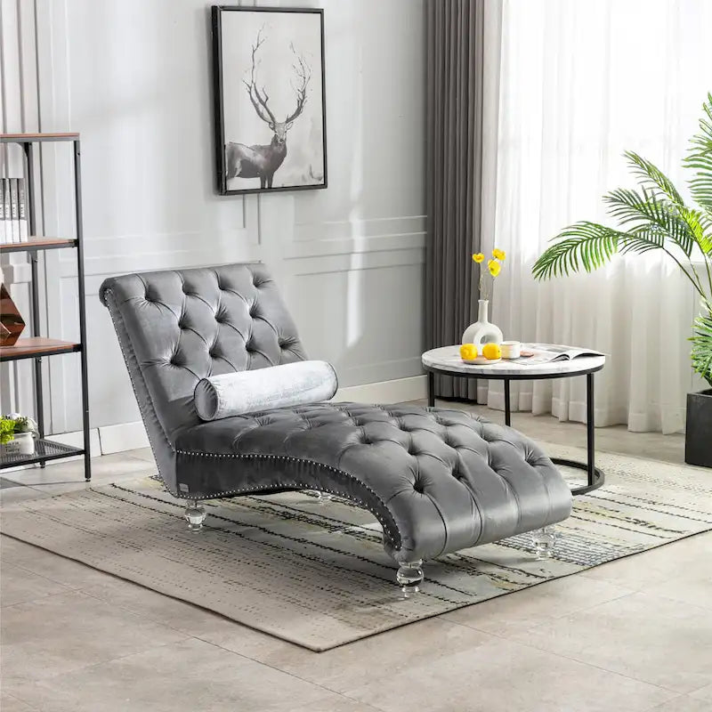 Chaise longue capitonnée en velours, fauteuil d'appoint pour salon