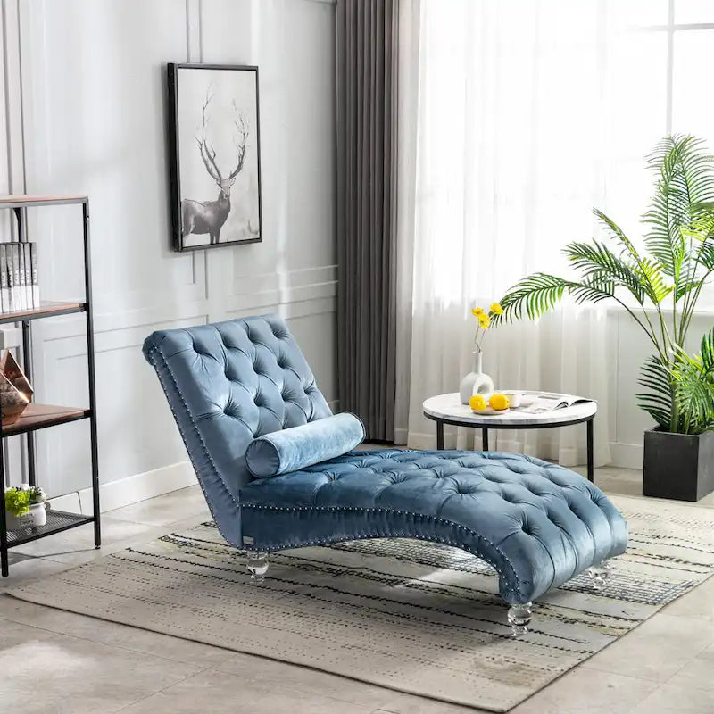 Chaise longue capitonnée en velours, fauteuil d'appoint pour salon
