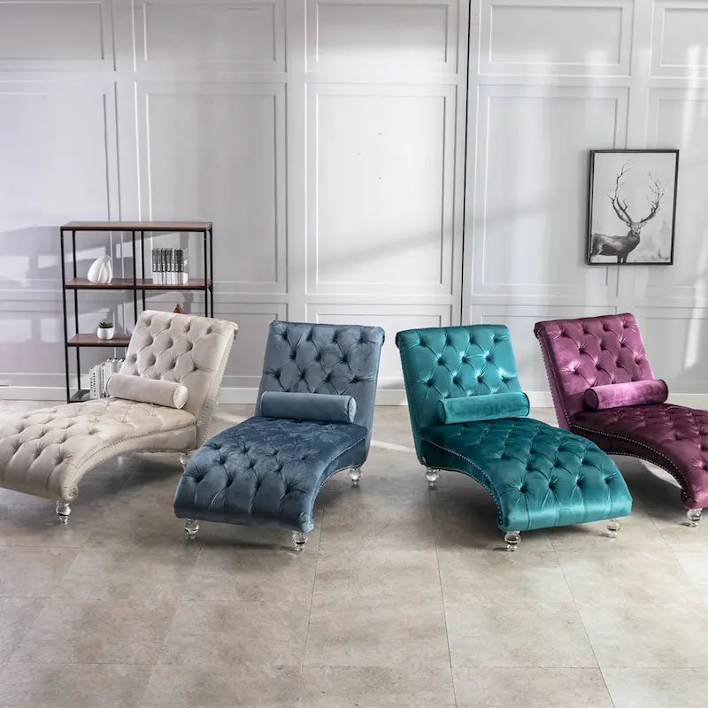 Chaise longue capitonnée en velours, fauteuil d'appoint pour salon