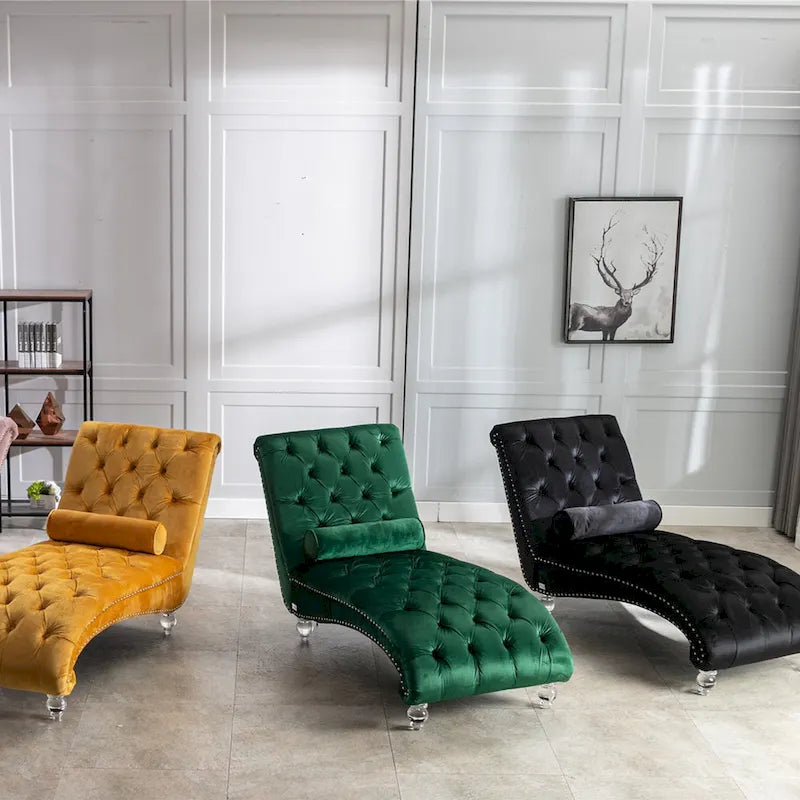 Chaise longue capitonnée en velours, fauteuil d'appoint pour salon