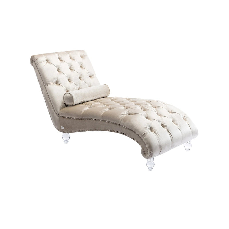 Chaise longue capitonnée en velours, fauteuil d'appoint pour salon