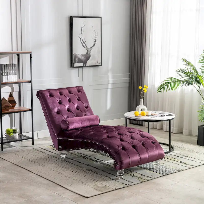 Chaise longue capitonnée en velours, fauteuil d'appoint pour salon