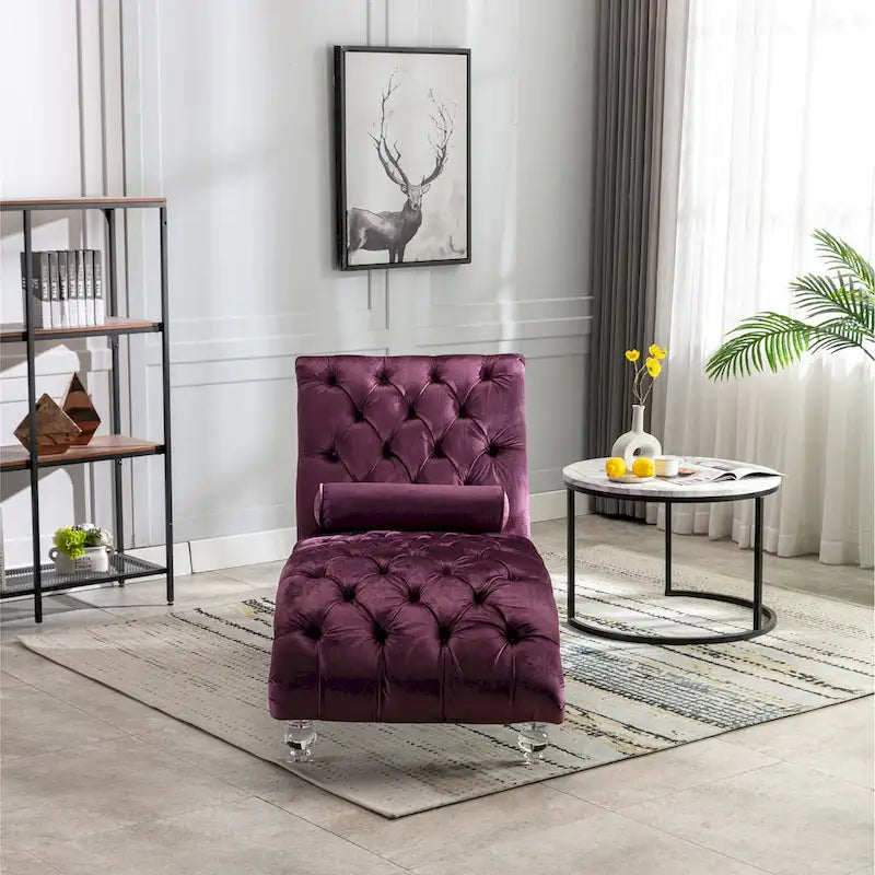 Chaise longue capitonnée en velours, fauteuil d'appoint pour salon