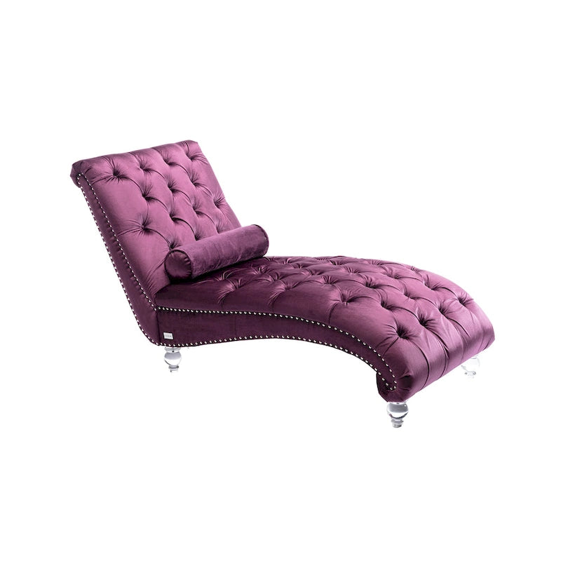 Chaise longue capitonnée en velours, fauteuil d'appoint pour salon
