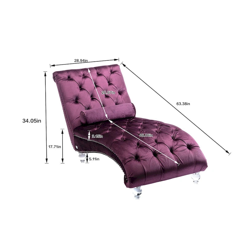 Chaise longue capitonnée en velours, fauteuil d'appoint pour salon