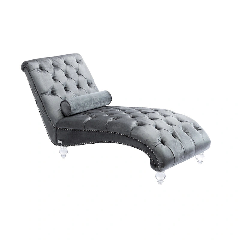 Chaise longue capitonnée en velours, fauteuil d'appoint pour salon