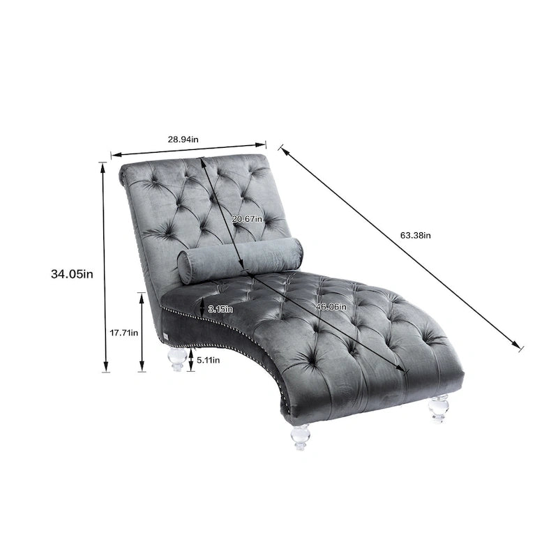 Chaise longue capitonnée en velours, fauteuil d'appoint pour salon