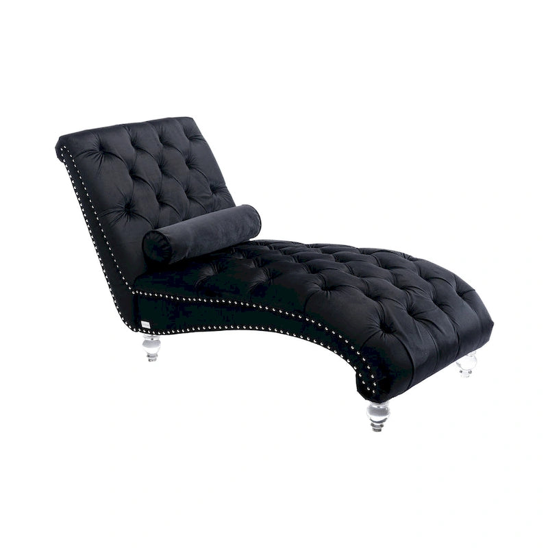Chaise longue capitonnée en velours, fauteuil d'appoint pour salon