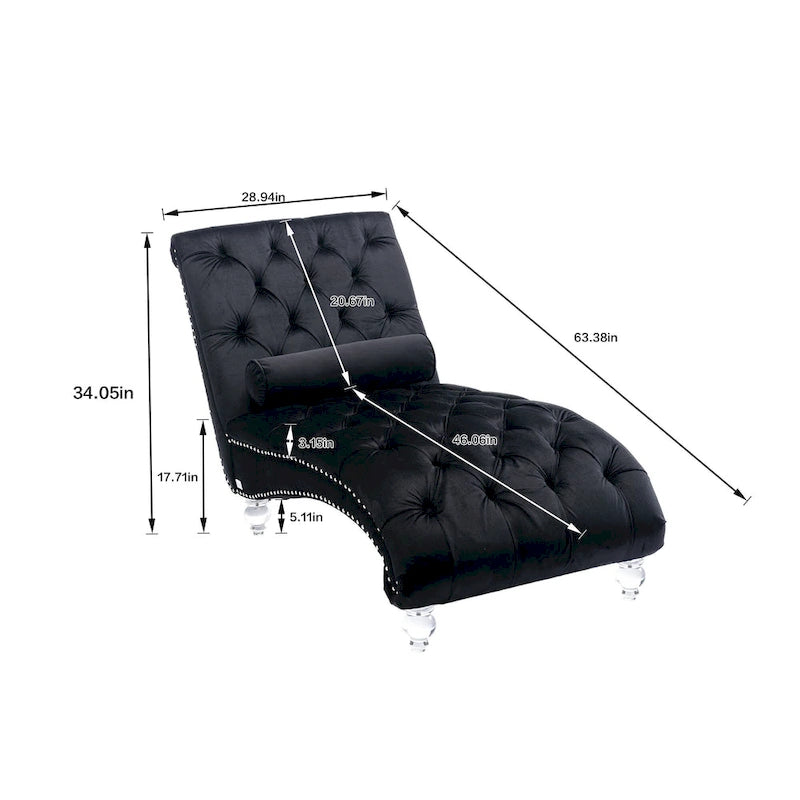 Chaise longue capitonnée en velours, fauteuil d'appoint pour salon