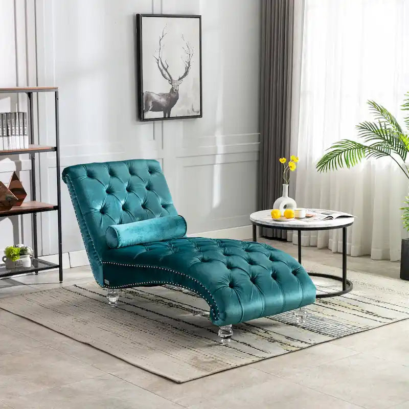 Chaise longue capitonnée en velours, fauteuil d'appoint pour salon