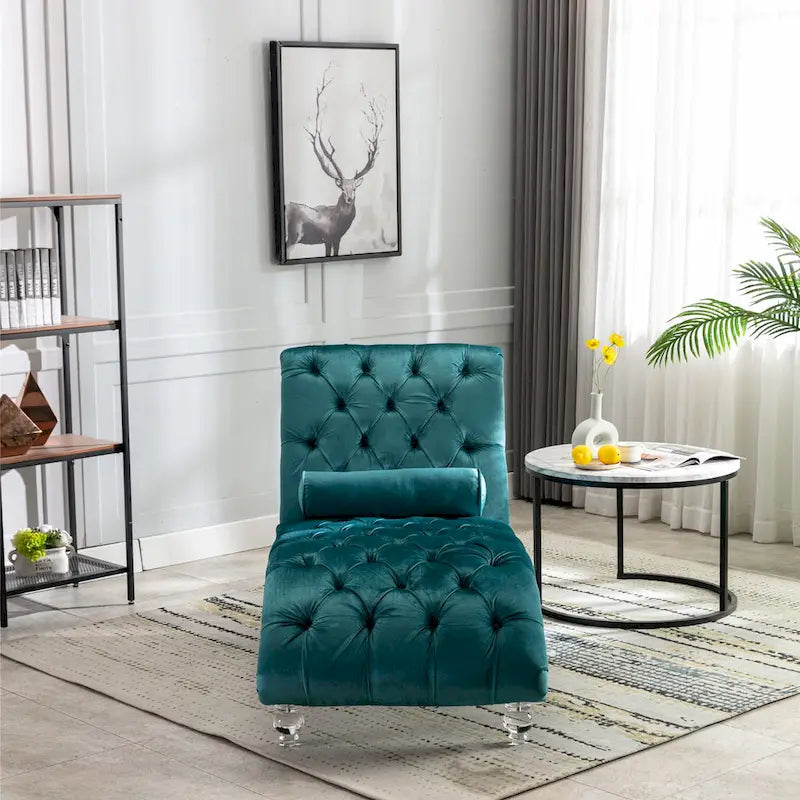 Chaise longue capitonnée en velours, fauteuil d'appoint pour salon
