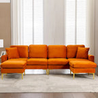 Velvet U-shaped modular detachable sectional sofa