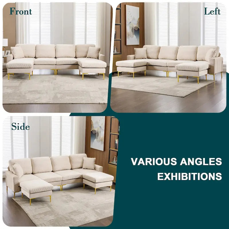 Canapé d'angle modulaire détachable en velours en forme de U