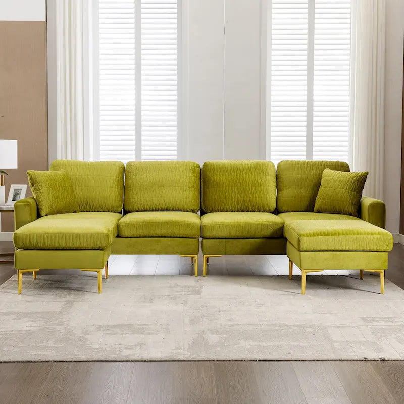 Canapé d'angle modulaire détachable en velours en forme de U