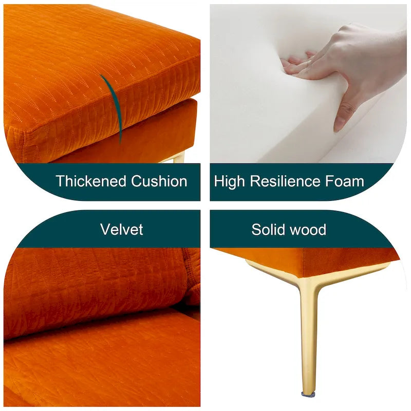 Canapé d'angle modulaire détachable en velours en forme de U