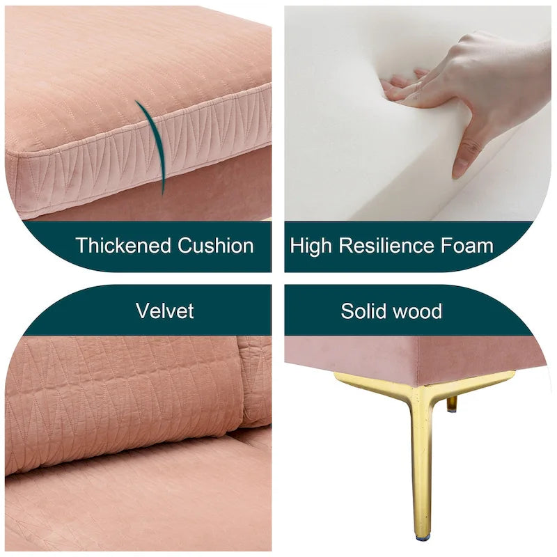 Canapé d'angle modulaire détachable en velours en forme de U